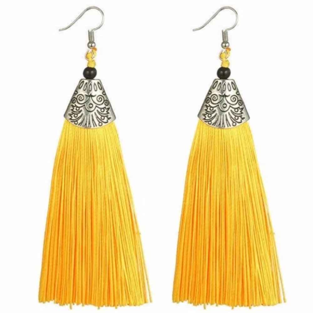 Yellow Tassel Earrings